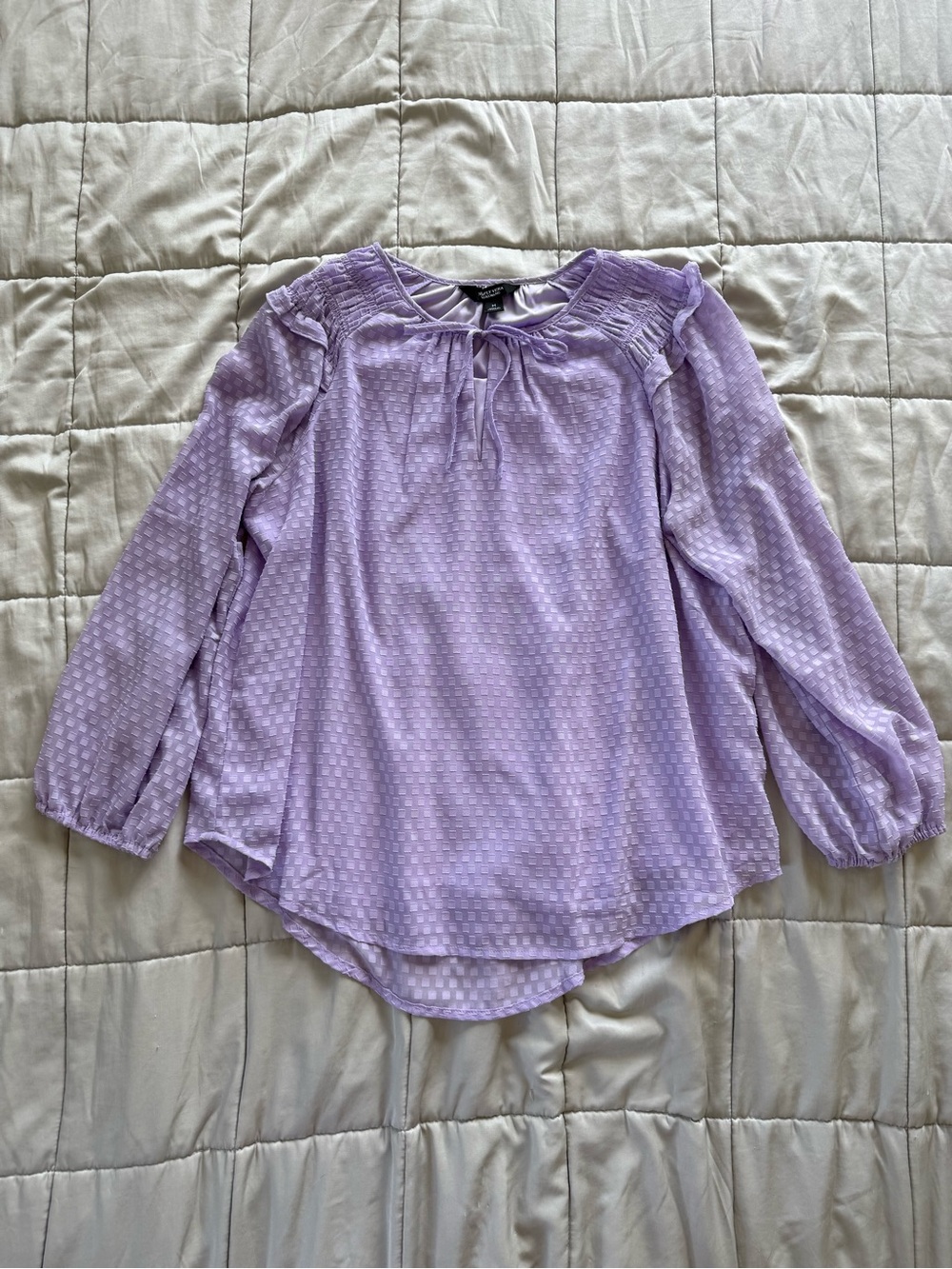 Simply Vera Vera Wang Lavender Tie-Neck Textured Blouse